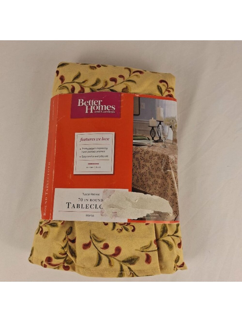 Better Homes & Gardens Tuscan Retreat 70" Round Tablecloth Cotton Yellow Red